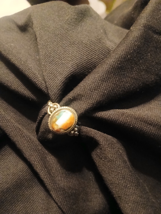 Jewelry - Italian flag Colors Sterling Silver Oyster Copper Turquoise Stone Ring  Size 8.5